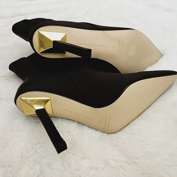 NEW Good American Chocolate Neoprene Kickstand High Heeled Ankle Bootie - Picture 7 of 9
